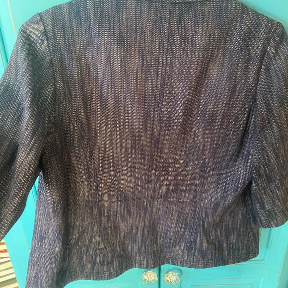 Boden Jacket Blazer Denim Blue Light Tweed - Waist Line Hook - Dressy Casual - Picture 11 of 14